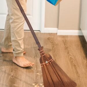 Cabilock Asian Straw Broom Thai Natural Flower Grass Broom Whisk Broom House Broom Retro Kid Sweeping Cleaning Broom for Home Kitchen Bedroom