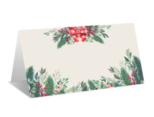 place cards for christmas party, editable name place cards, seating place cards for tables, tent style cards for wedding, dinner party or any occasion, easy folding, pack of 25 escort cards(a01)