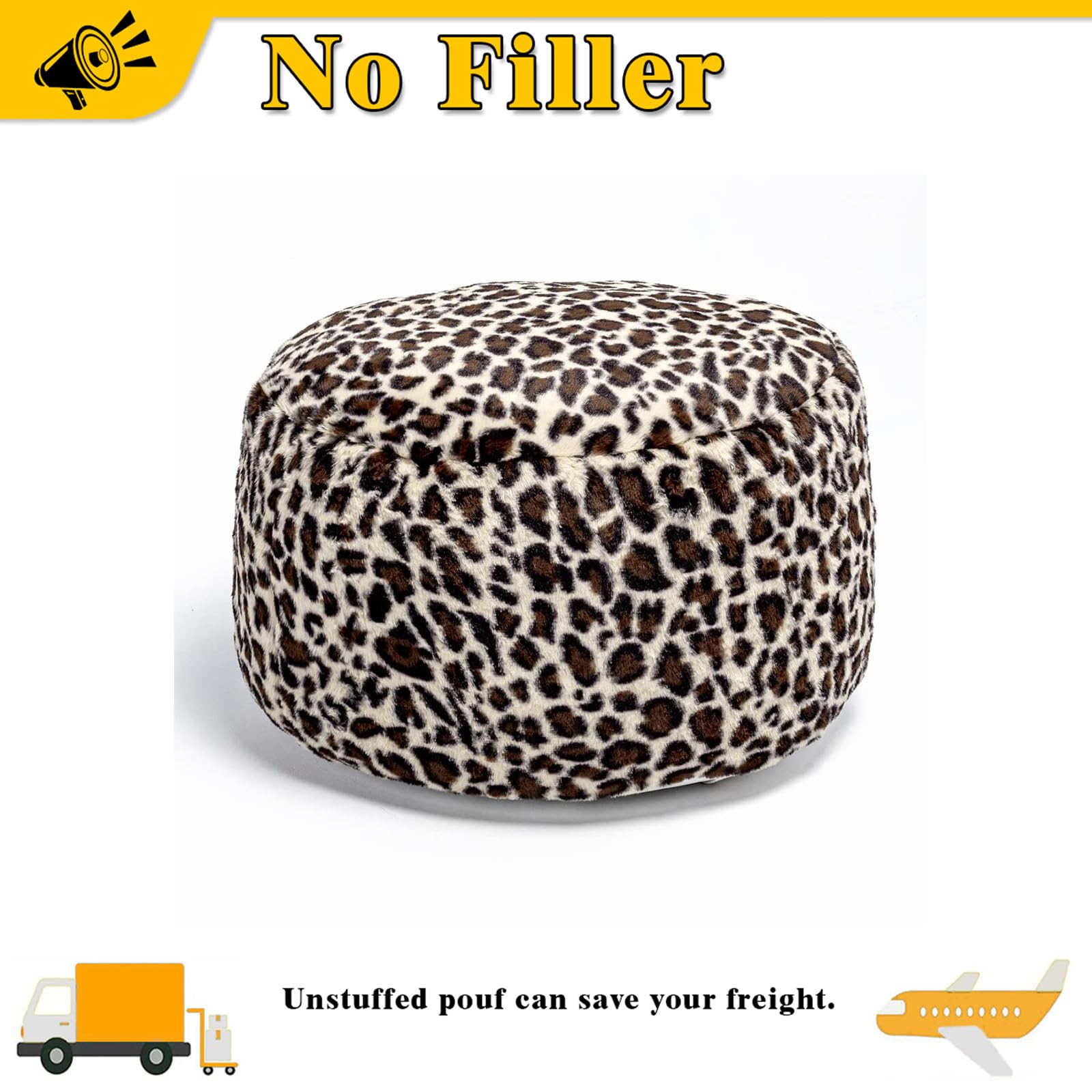 Asuprui Animal Pouf Ottoman Unstuffed,Floor Pouf, Ottoman Foot Rest, Outdoor Pouf,Round Fuzzy Pouf Seat, Floor Bean Bag Chair,Foldable Floor Chair Storage for Living Room, Bedroom (Leopard Print)