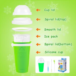 Slushy Maker Cup - TIK TOK Quick Frozen Magic Cup, Double Layers Slushie Cup, DIY Homemade Squeeze Icy Cup, Fasting Cooling Make And Serve Slushy Cup For Milk Shake, Smoothies, Slushies - Green