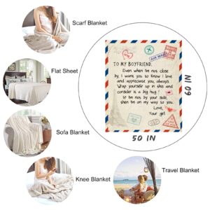 Wisegem Boyfriend Gifts - Boyfriend Blanket from Girlfriend - Sentimental Gifts for Boyfriend - Romantic Gifts for Him 60"x50" - Best Boyfriend Gifts for Men - Anniversary Birthday Gift Ideas for Him