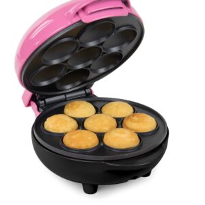 Nostalgia MyMini Cupcake Maker, Compact Size for Dorms, Apartments, Makes 7 Mini Cakes, Non-Stick Surface, Easy-To-Clean, Perfect for Dessert, Breakfast, or Snacks, Keto Friendly, Pink