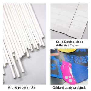 2024 Graduation Decorations Party Supplies Photo Booth Props, Blue Black Gold Graduation Pose Signs for Graduation Party, Upgraded Version with Long Paper Sticks and Long Double-Side Tapes 35Pcs