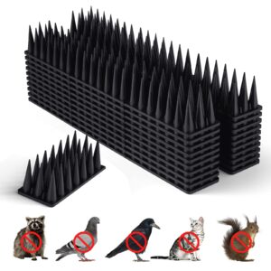 bird spikes, bird deterrent spikes for small birds pigeon squirrel raccoon cats crow bird defender spikes for outside to keep birds away, anti bird plastic fence spikes for railing and roof