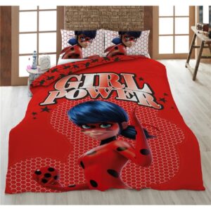 Miraculous Ladybug 'Girl Power' Duvet Cover and Pillow Case Single (U.S Twin), Red