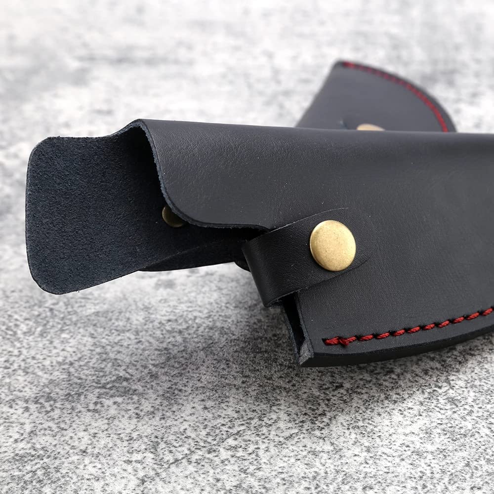 5.5"6" Inch Knife Sheath Leather Case For Fixed Blade Serbian Boning Knife Holder Outdoor Tool Belt Loop Clip Knives Scabbard (6 Inch Black)