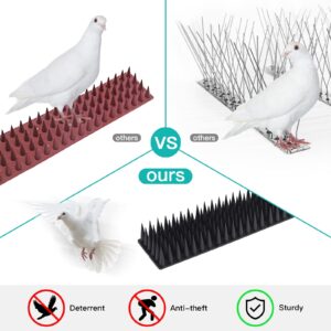 Bird Spikes, Bird Deterrent Spikes for Small Birds Pigeon Squirrel Raccoon Cats Crow Bird Defender Spikes for Outside to Keep Birds Away, Anti Bird Plastic Fence Spikes for Railing and Roof