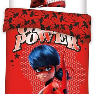 Miraculous Ladybug 'Girl Power' Duvet Cover and Pillow Case Single (U.S Twin), Red