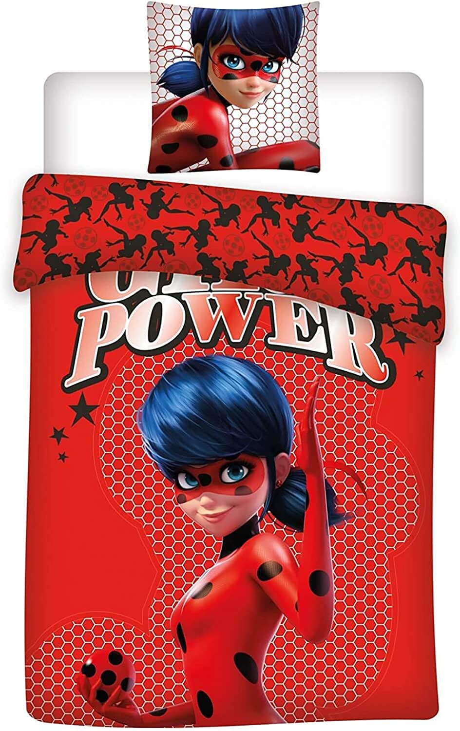 Miraculous Ladybug 'Girl Power' Duvet Cover and Pillow Case Single (U.S Twin), Red