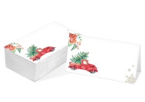 table place card, christmas themed tent style cards, pack of 25 half-fold reception place card, perfect for christmas party, birthday, wedding, bridal shower, baby shower, banquet(c12)