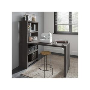 Bush Business Furniture Echo 56W Bookcase Desk in Charcoal Maple