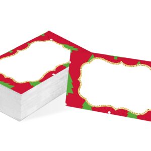 Table Place Card, Christmas Themed Tent Style Cards, Pack of 25 Half-Fold Reception Place Card, Perfect for Christmas Party, Wedding, Bridal & Baby Shower, Birthday, Banquet and Special Events B04