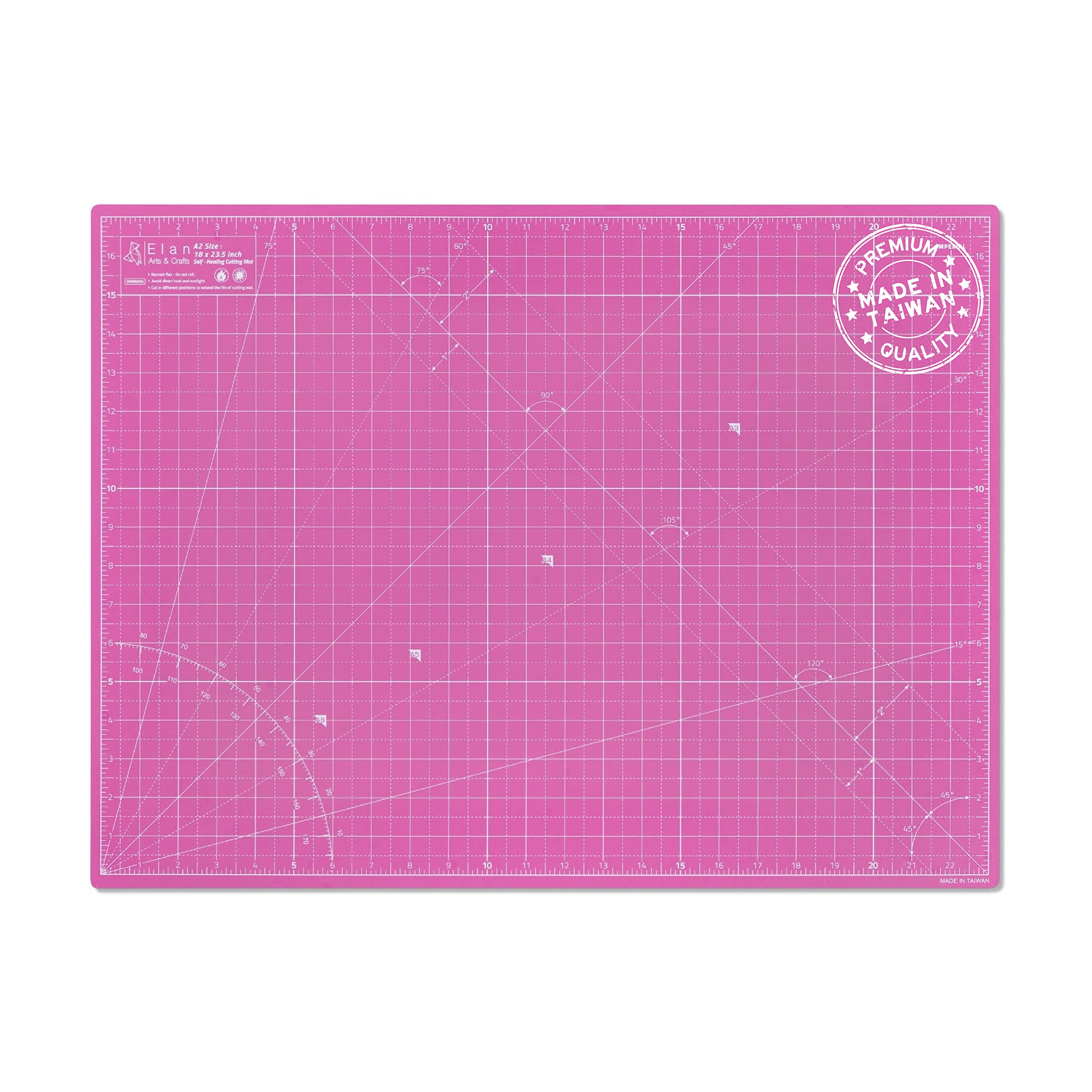 Elan Cutting Mat A2 Pink & Purple, Self Healing Cutting Mat 24 x 18 INCH, 5-Ply Craft Mat Pink, Hobby Cutting Mat 24x18 INCH, Fabric Cutting Board for Crafts, Quilting Cutting Board, Craft Cutting Mat