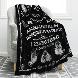 jekeno ouija board blanket gothic witch gift for halloween sun moon skeleton skull horror spooky presents for women kids girls boys men birthday christmas decor throw blankets black 50"x60"