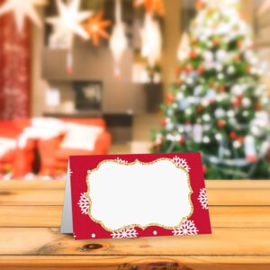 Table Place Card, Christmas Themed Tent Style Cards, Pack of 25 Half-Fold Reception Place Card, Perfect for Christmas Party, Wedding, Bridal & Baby Shower, Birthday, Banquet and Special Events B03