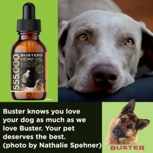 K2xLabs 3Pack-6Month Supply, Buster's Organic Hemp Oil for Dogs and Pets, 555,000 Max Potency, Large 60ml Bottle - Miracle Formula, Perfectly Balanced Omegas 3, 6, 9 - Joint Support, Calming