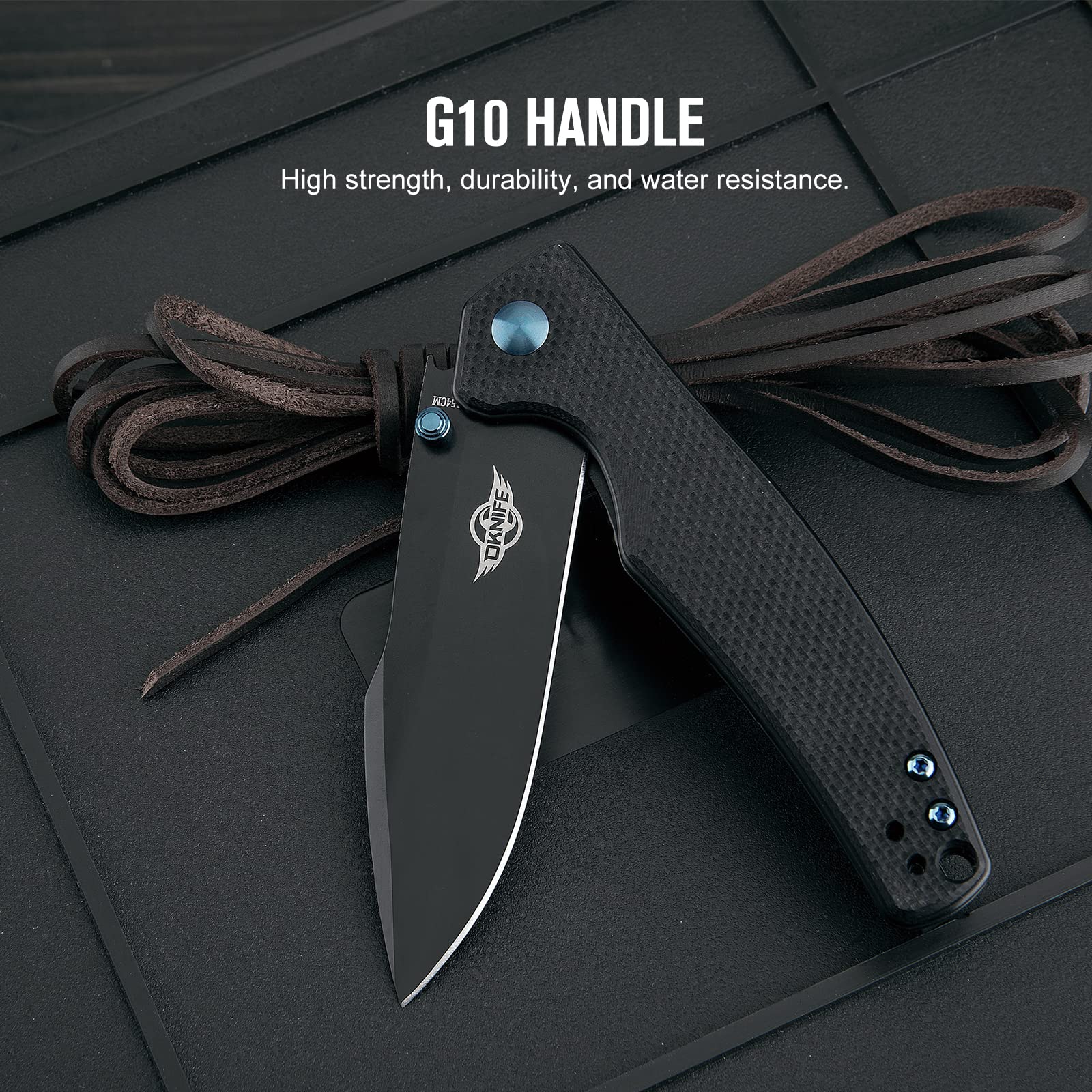 OKNIFE Beagle Folding Pocket Knife, 3.3 inch Tactical Knife with 154CM Steel Harpoon Blade Knife with G10 Handle and Pocket Clip for Camping and Fishing