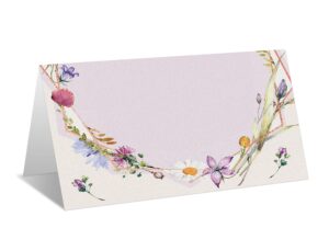 place cards for floral party, editable name place cards, seating place cards for tables, tent style cards for wedding, valentine's day, bride & baby shower, easy folding, pack of 25 escort cards(b10)