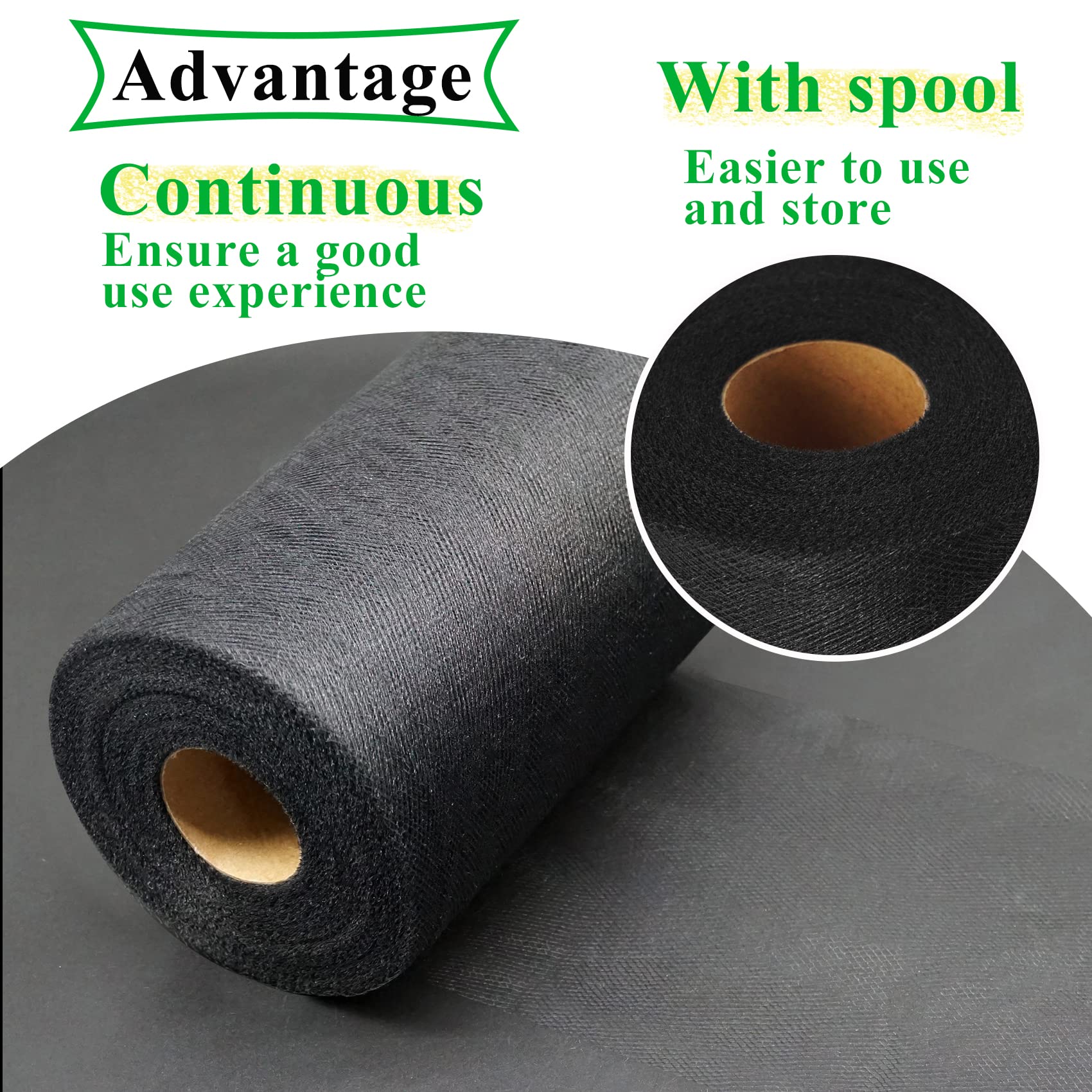 Black Tulle Fabric Rolls 6 Inch by 100 Yards (300 feet) Fabric Spool Tulle Ribbon for DIY Black Halloween Tutu Bow Baby Shower Birthday Party Wedding Decorations Christmas Craft Supplies