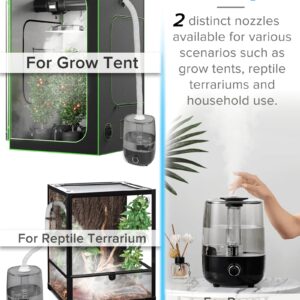 Top fill Reptile Fogger Terrariums Humidifier Fog Machine Mister with 4L Visible Large Tank & Extension Hoses, Suitable for Terrariums & Enclosures, Ideal for Reptiles/Amphibians/Herps/Vivarium/Moss