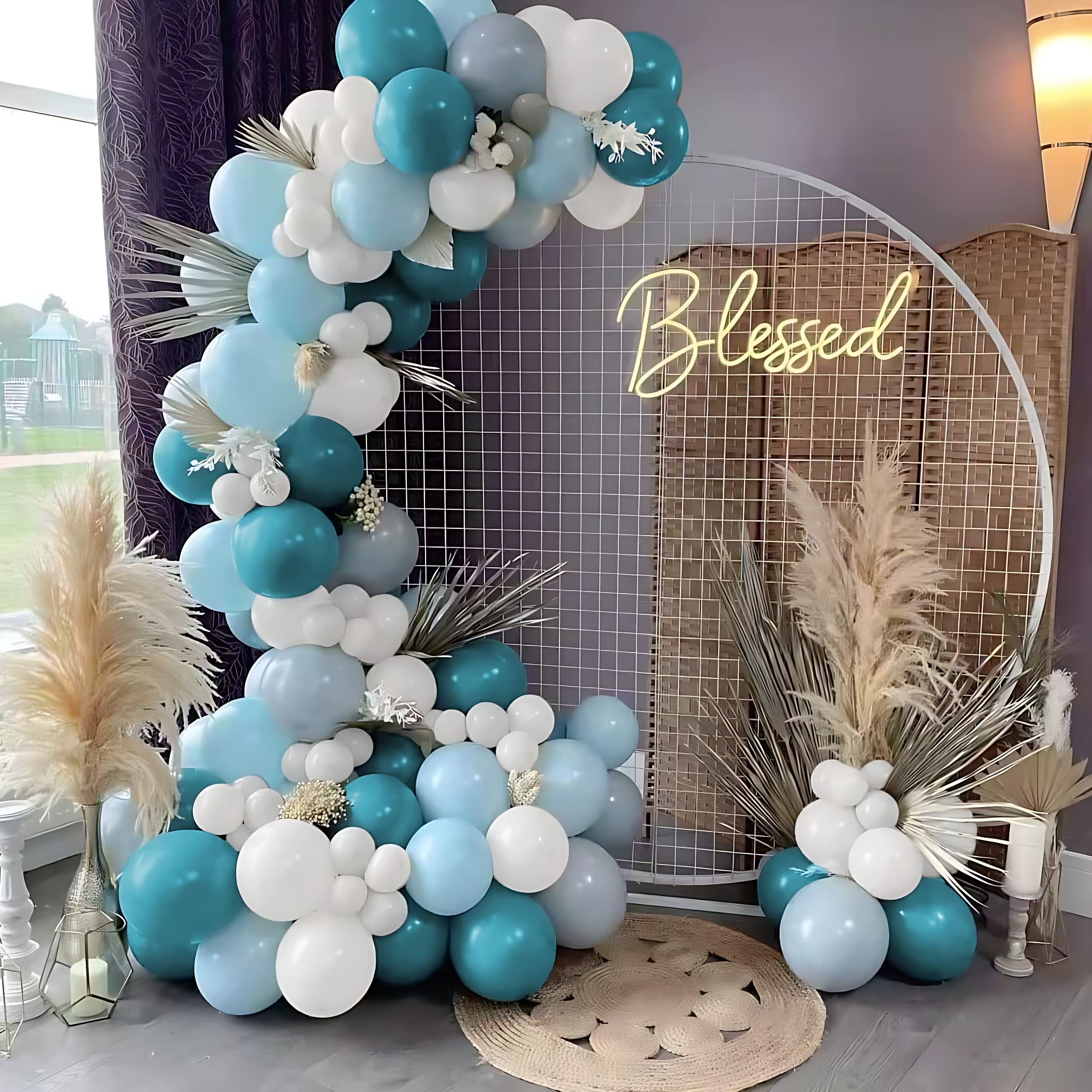 Holtour Bright Turquoise Blue Balloon Garland Arch Kit 138PCS Balloons for Wedding, Birthday Party, Backdrop Decorations, Bridal Shower