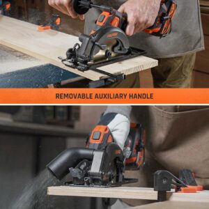 FIILPOW Mini Circular Saw Cordless 4-1/2", 20V Brushless Compact Hand Saw Wireless, 5500 RPM & 2.0Ah battery & Fast Charging, 3 Blades (24 TCT/80 HCS/60 DIAMOND) for Wood, Soft Metal and Tile