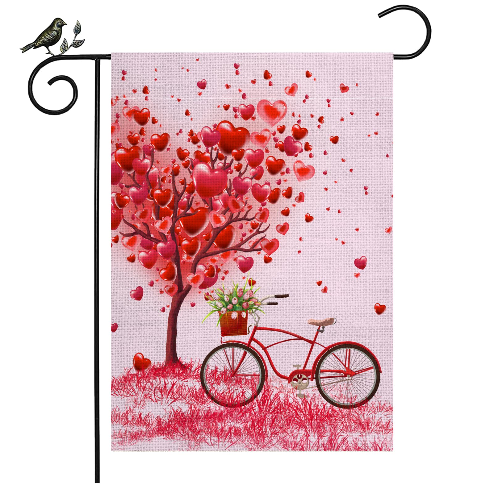 Valentine's Day Garden Flag，12 x 18 Inch Love Flag Valentines Heart Garden Flag Double Side Valentine's Day Decoration（12x18/28x40）