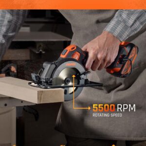 FIILPOW Mini Circular Saw Cordless 4-1/2", 20V Brushless Compact Hand Saw Wireless, 5500 RPM & 2.0Ah battery & Fast Charging, 3 Blades (24 TCT/80 HCS/60 DIAMOND) for Wood, Soft Metal and Tile