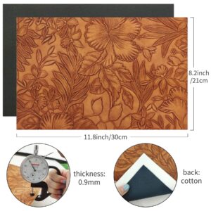 SHUANGART 7 Pcs Embossed Faux Leather Sheets for Earrings Purses Making, 8.2" X 11.8" with Embossed Textured Synthetic Fabric Sheets for DIY Bows Wallet Sewing Crafts (Flower)