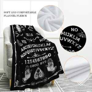 Jekeno Ouija Board Blanket Gothic Witch Gift for Halloween Sun Moon Skeleton Skull Horror Spooky Presents for Women Kids Girls Boys Men Birthday Christmas Decor Throw Blankets Black 50"x60"