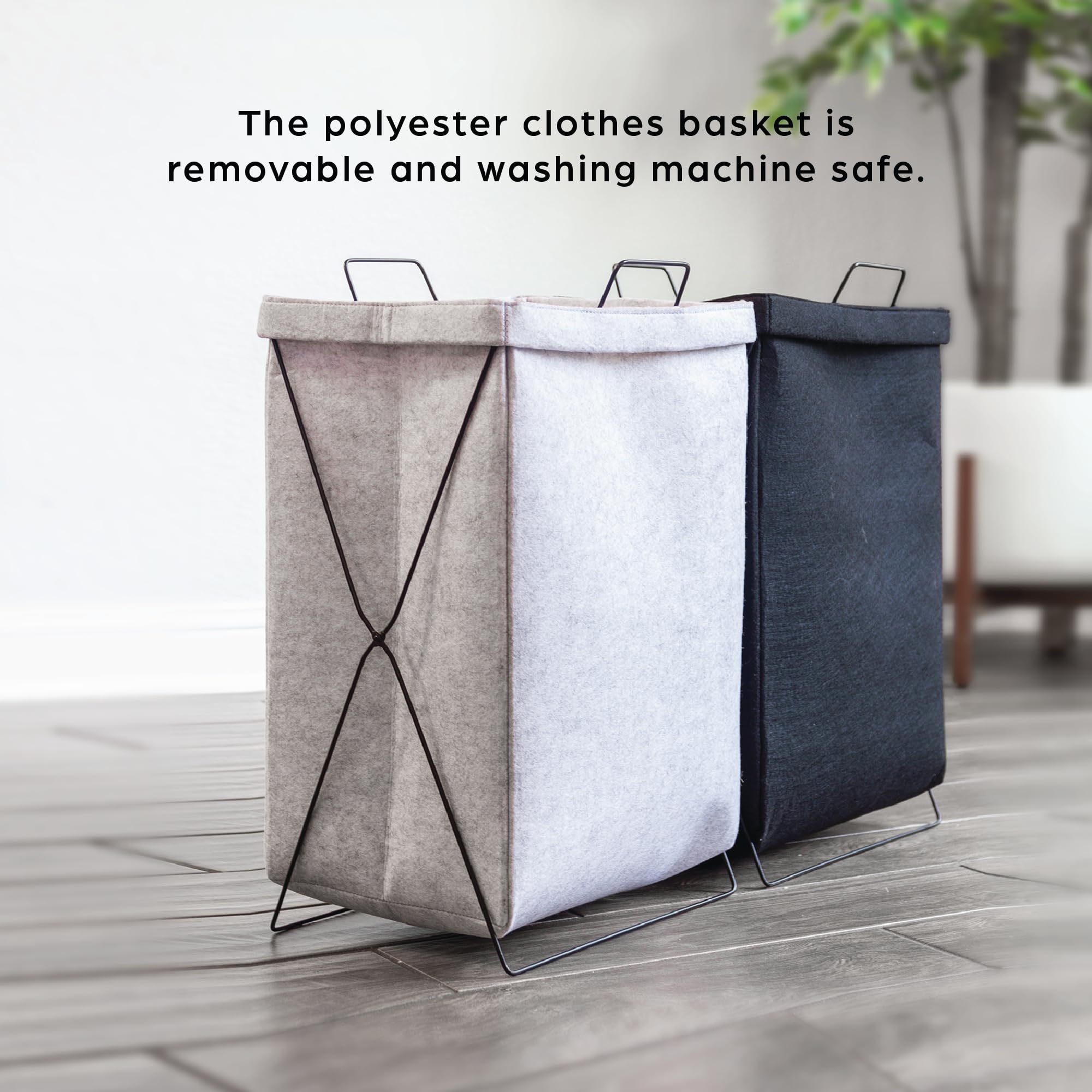 15''L x 10''W x 22'' H X-Frame Collapsible Laundry Basket Household Essentials Metal Frame with Cotton/Polyester Bag Sorter Organizer Foldable Dirty Clothes Hamper Durable Storage Dorm Apartment