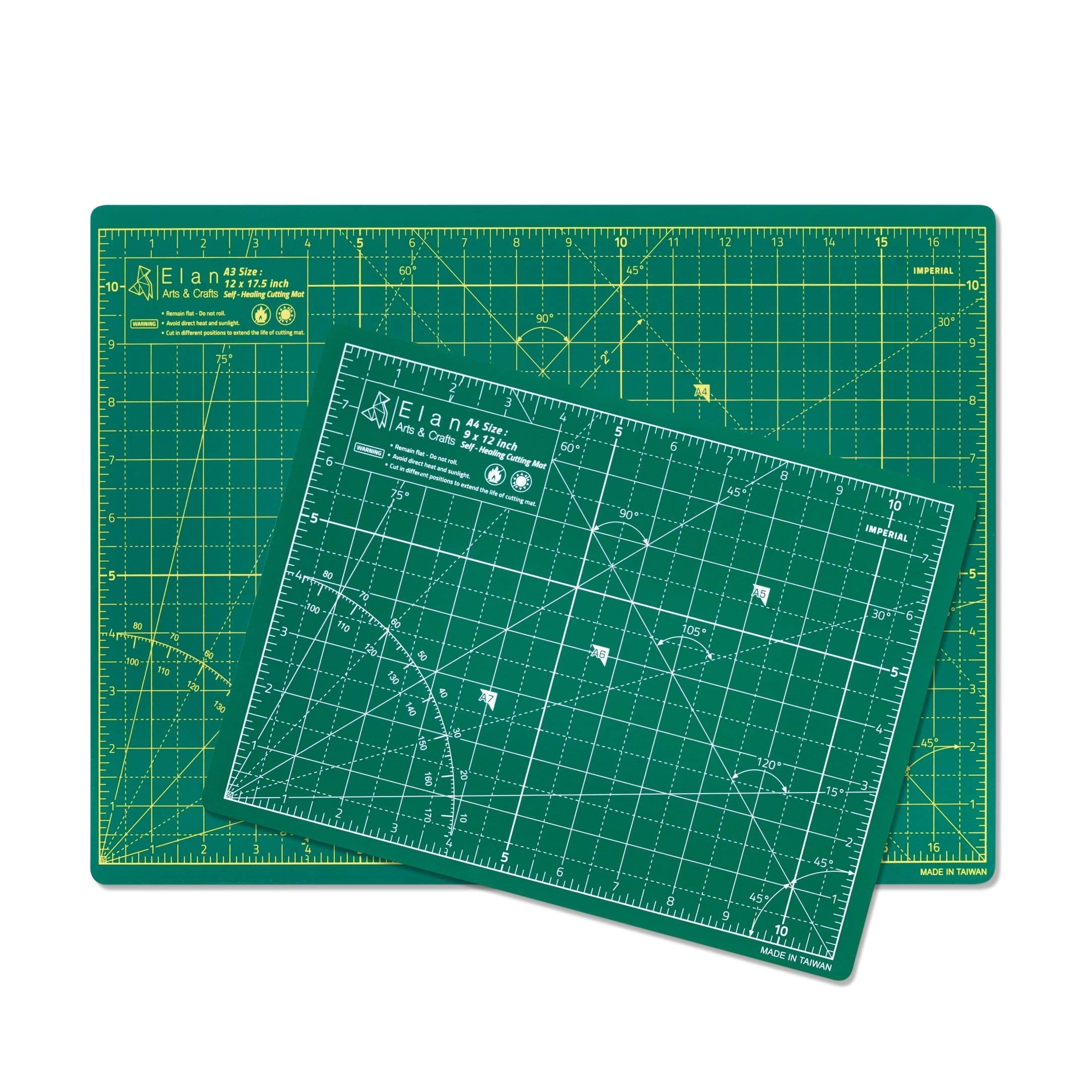 Elan Cutting Mat A3 Green, Self Healing Cutting Mat 12 x 18 INCH, 5-Ply Craft Mat Green, Hobby Cutting Mat 12x18 INCH, Fabric Cutting Board for Crafts, Quilting Cutting Board, Cutting Mats for Crafts