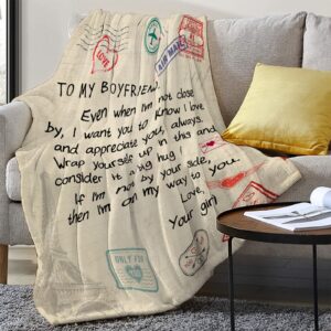 Wisegem Boyfriend Gifts - Boyfriend Blanket from Girlfriend - Sentimental Gifts for Boyfriend - Romantic Gifts for Him 60"x50" - Best Boyfriend Gifts for Men - Anniversary Birthday Gift Ideas for Him