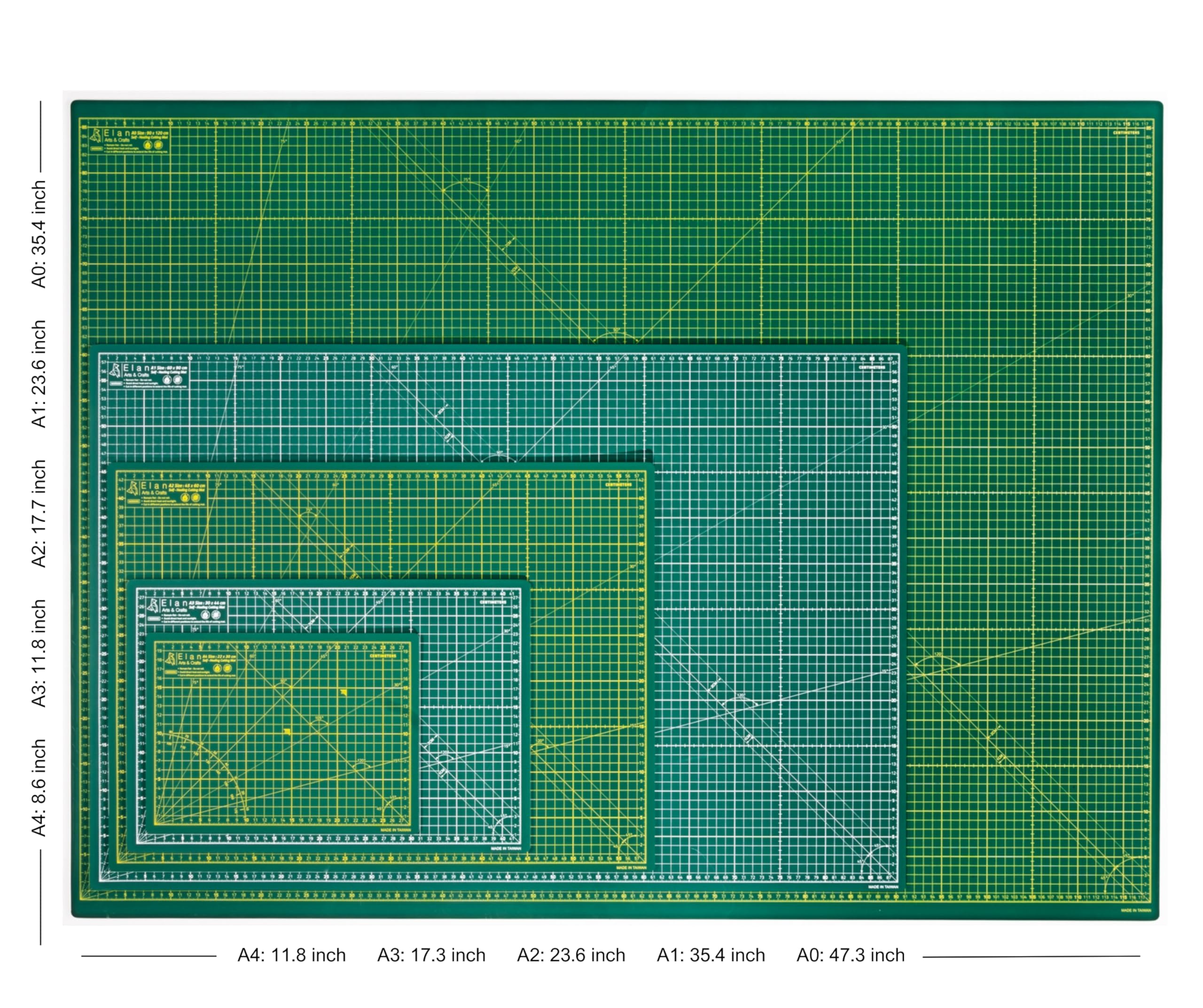 Elan Cutting Mat A3 Green, Self Healing Cutting Mat 12 x 18 INCH, 5-Ply Craft Mat Green, Hobby Cutting Mat 12x18 INCH, Fabric Cutting Board for Crafts, Quilting Cutting Board, Cutting Mats for Crafts