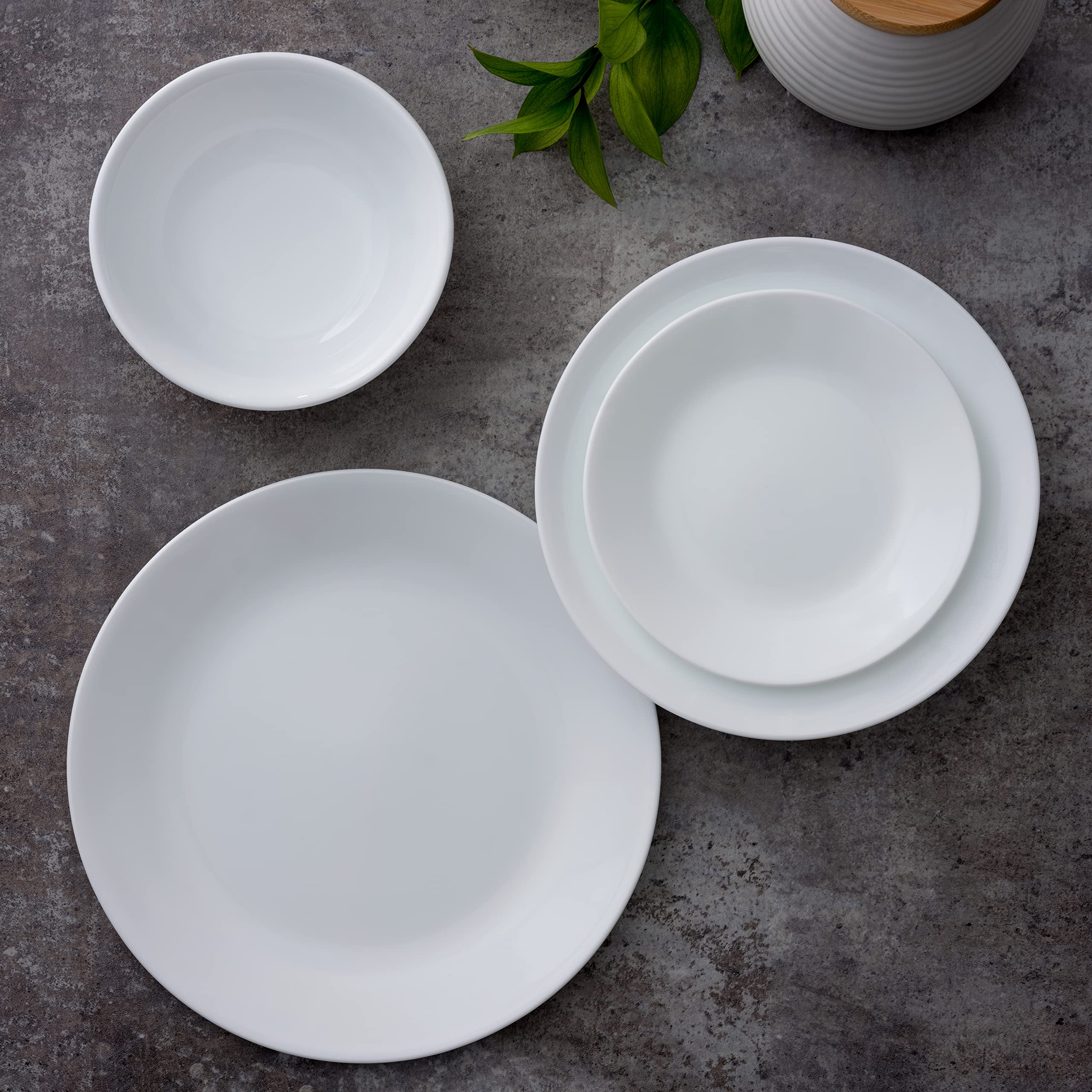 Corelle Vitrelle 4-Pieces 18-Oz Soup/Cereal Bowls, Chip & Crack Resistant Glass Dinnerware Set Bowls, Winter Frost White