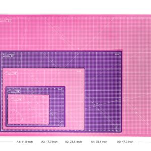 Elan Cutting Mat A2 Pink & Purple, Self Healing Cutting Mat 24 x 18 INCH, 5-Ply Craft Mat Pink, Hobby Cutting Mat 24x18 INCH, Fabric Cutting Board for Crafts, Quilting Cutting Board, Craft Cutting Mat