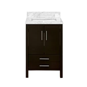 California 24-inch Bathroom Vanity (Chocolate/Carrara): Includes Chocolate Cabinet with Authentic Italian Carrara Marble Countertop and White Ceramic Sink