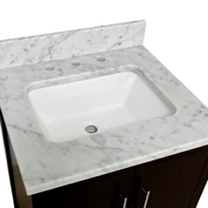 California 24-inch Bathroom Vanity (Chocolate/Carrara): Includes Chocolate Cabinet with Authentic Italian Carrara Marble Countertop and White Ceramic Sink