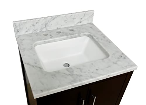 California 24-inch Bathroom Vanity (Chocolate/Carrara): Includes Chocolate Cabinet with Authentic Italian Carrara Marble Countertop and White Ceramic Sink