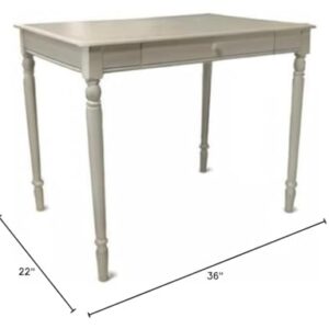 Pemberly Row French Country Desk in White Wood Finish with Drawer