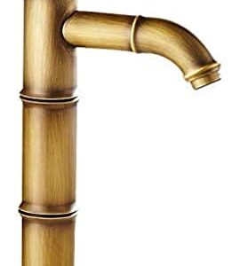 SBTXHJWCGLD Kitchen Sink Faucet Basin Tap Retro Faucet Single Lever, Bath Faucet Cold Hot Water Bronze Bamboo Festival for Bathroom Washroom Bath, High Spout, Antique Copper, Brushed with Conn