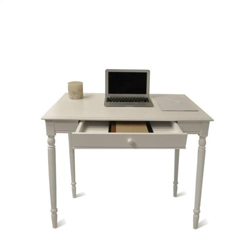 Pemberly Row French Country Desk in White Wood Finish with Drawer