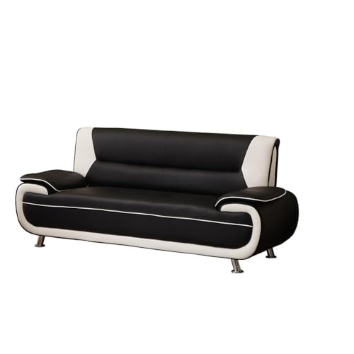 Kingway Furniture Lilian Faux Leather Livingroom Sofa in Blackwhite