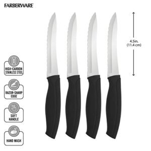 Farberware Precise Slice Steak Knife Set, 4-Piece, Black