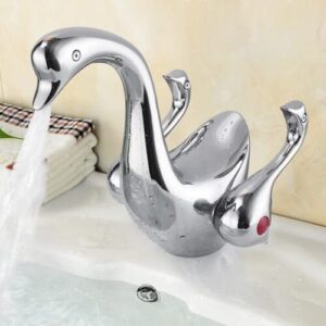 x9608b - deck mounted 2 models 3 colors brass material swan basin mixer - ( surface finishing: brass/ color: chrome )