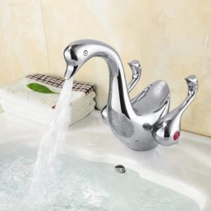 X9608B - Deck Mounted 2 Models 3 Colors Brass Material Swan Basin Mixer - ( Surface Finishing: Brass/ Color: Chrome )