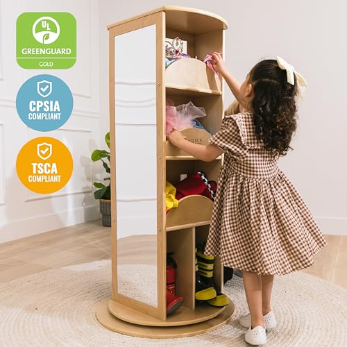 ECR4Kids Rotating Dress-Up Carousel, Costume Organizer, Natural