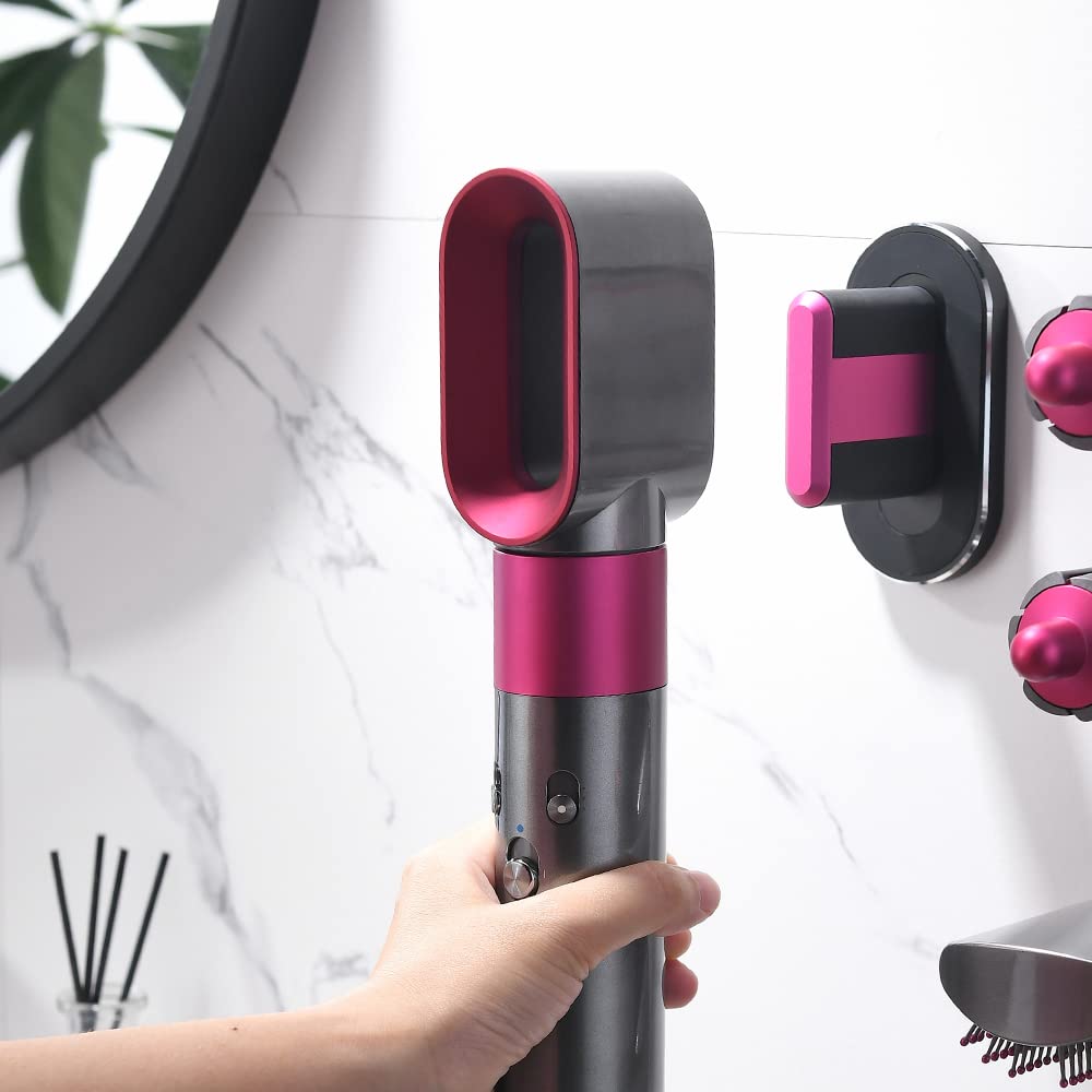 Luvitory Wall Mount Holder for Dyson Airwrap Styler Hair Curling Wand Barrels and Brushes, Metal Organizer Holding Shelf, Curling Wand and Accessories Organizer, Suitable for Home Bedroom Bathroom