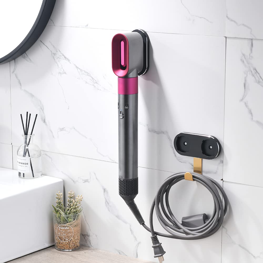 Luvitory Wall Mount Holder for Dyson Airwrap Styler Hair Curling Wand Barrels and Brushes, Metal Organizer Holding Shelf, Curling Wand and Accessories Organizer, Suitable for Home Bedroom Bathroom