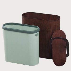 drsff kitchen wooden narrow trash can，bathroom bedroom gap garbage bin with swing top lid，home outdoor offices durable large rubbish bucket waste paper basket (color : c)